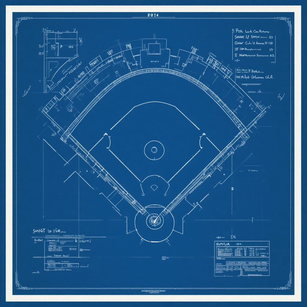 Baseball Diamond Blueprint Poster