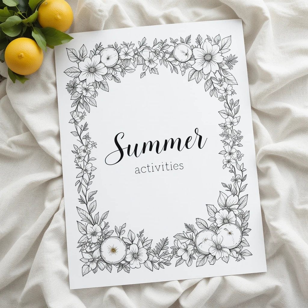 Botanical Illustrated Summer Bucket List Poster