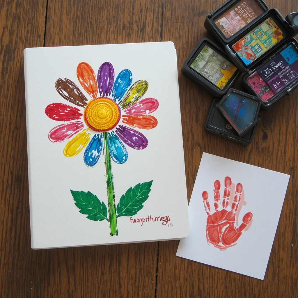 Fingerprint Flower Garden Card