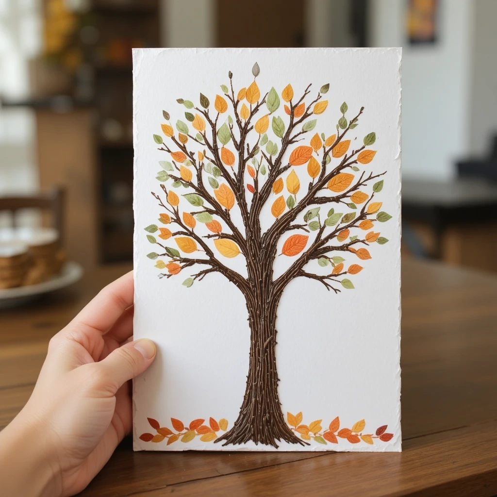 Fingerprint Leaf Tree Card