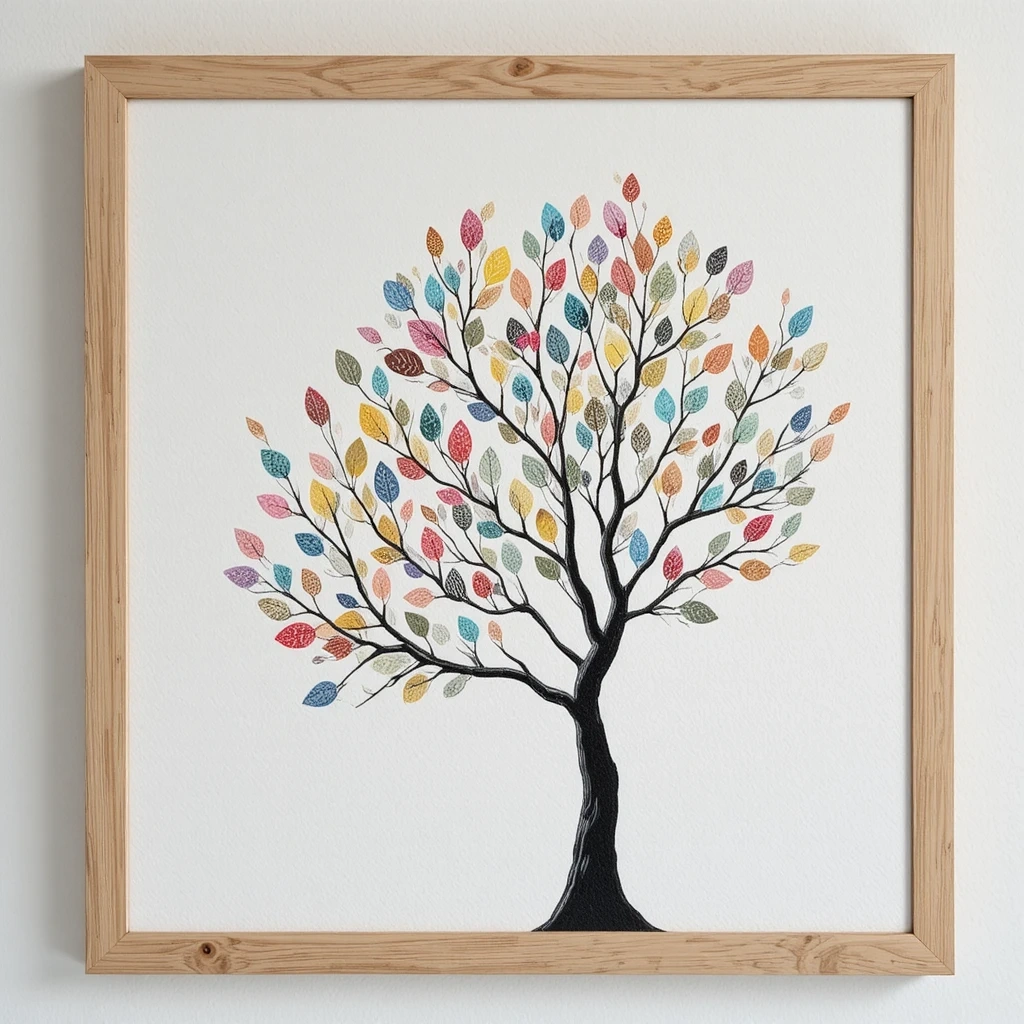 Framed Fingerprint Tree Artwork