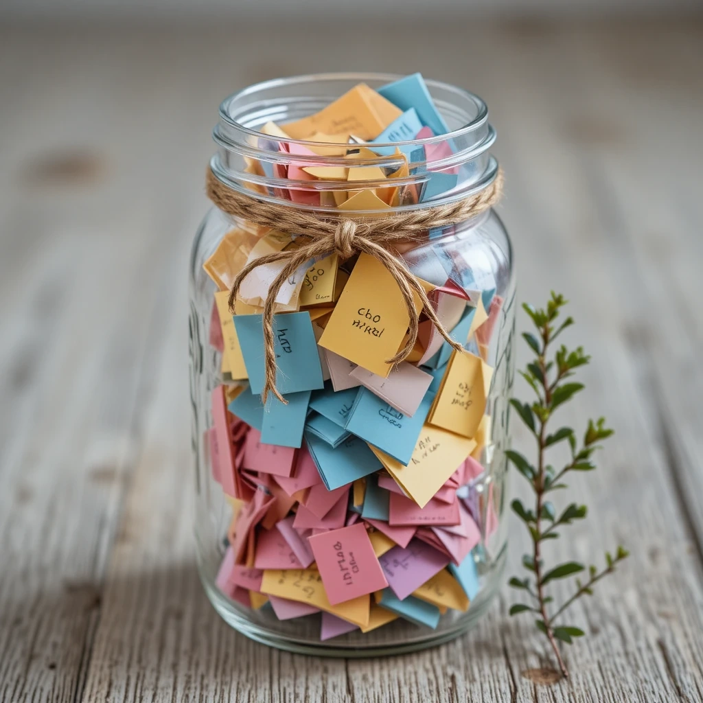 Gratitude Jar Filled with Personal Notes