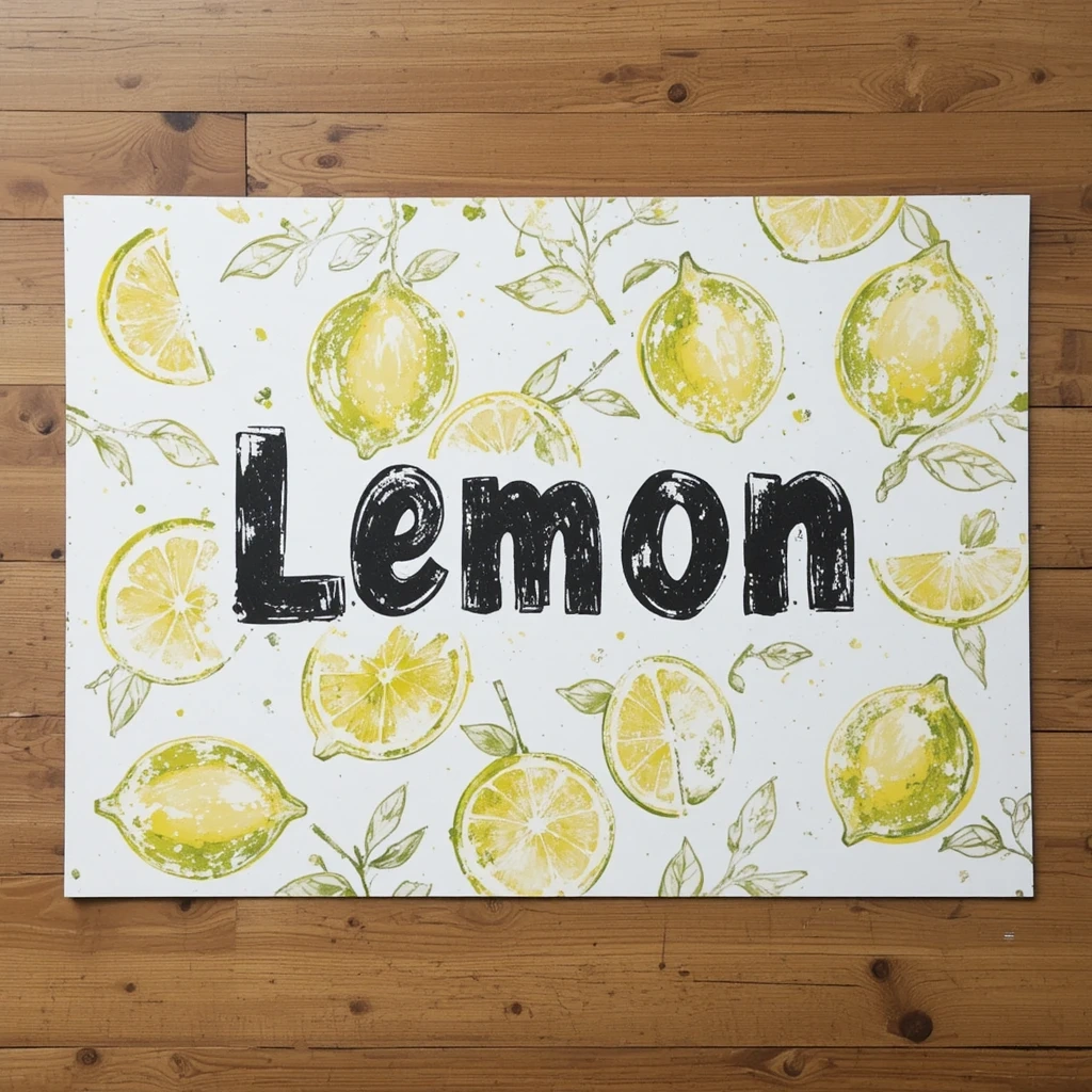 Hand-Stamped Fruit Print Poster
