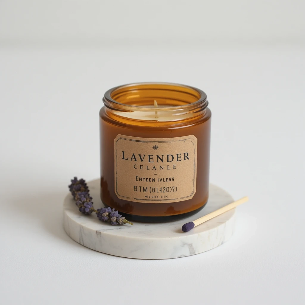 Homemade Candle with a Custom Label