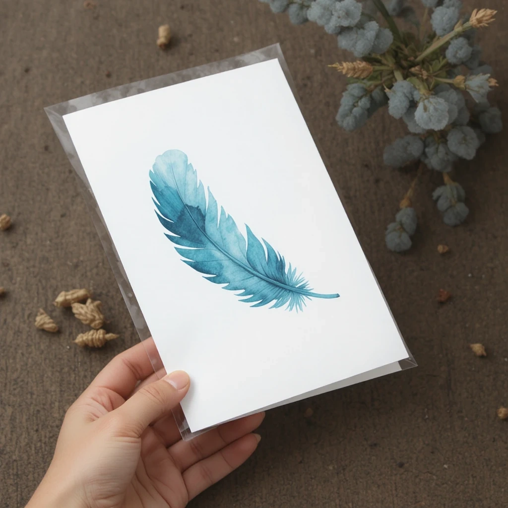 Loose Watercolor Feather Card