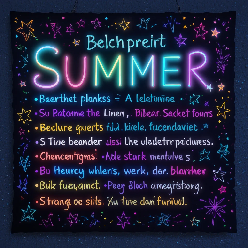 Neon Summer Bucket List Poster