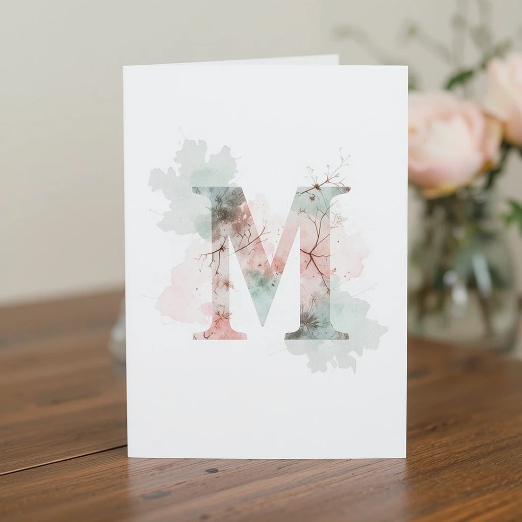 Personalized Monogram Watercolor Card