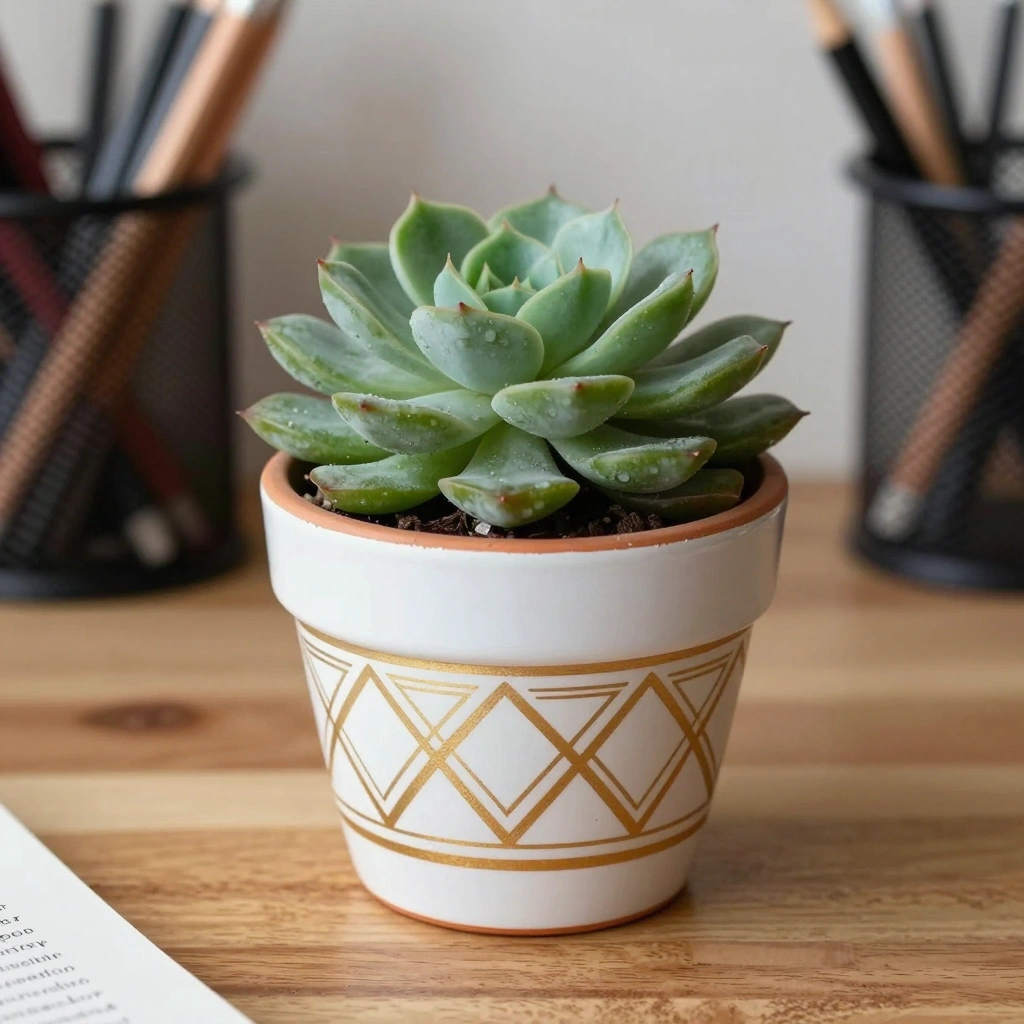 Succulent or Mini Plant in a Decorated Pot