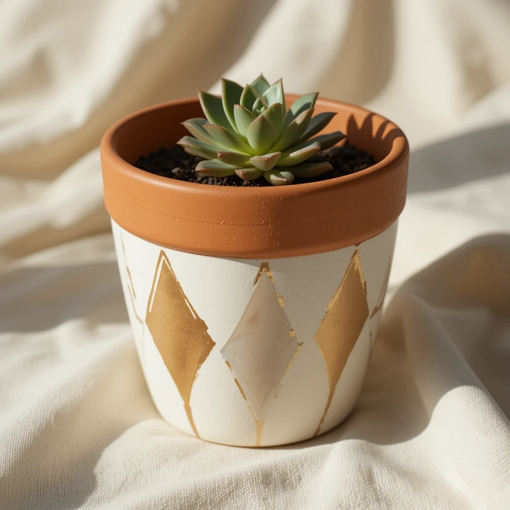 Succulent or Plant in a Painted Pot