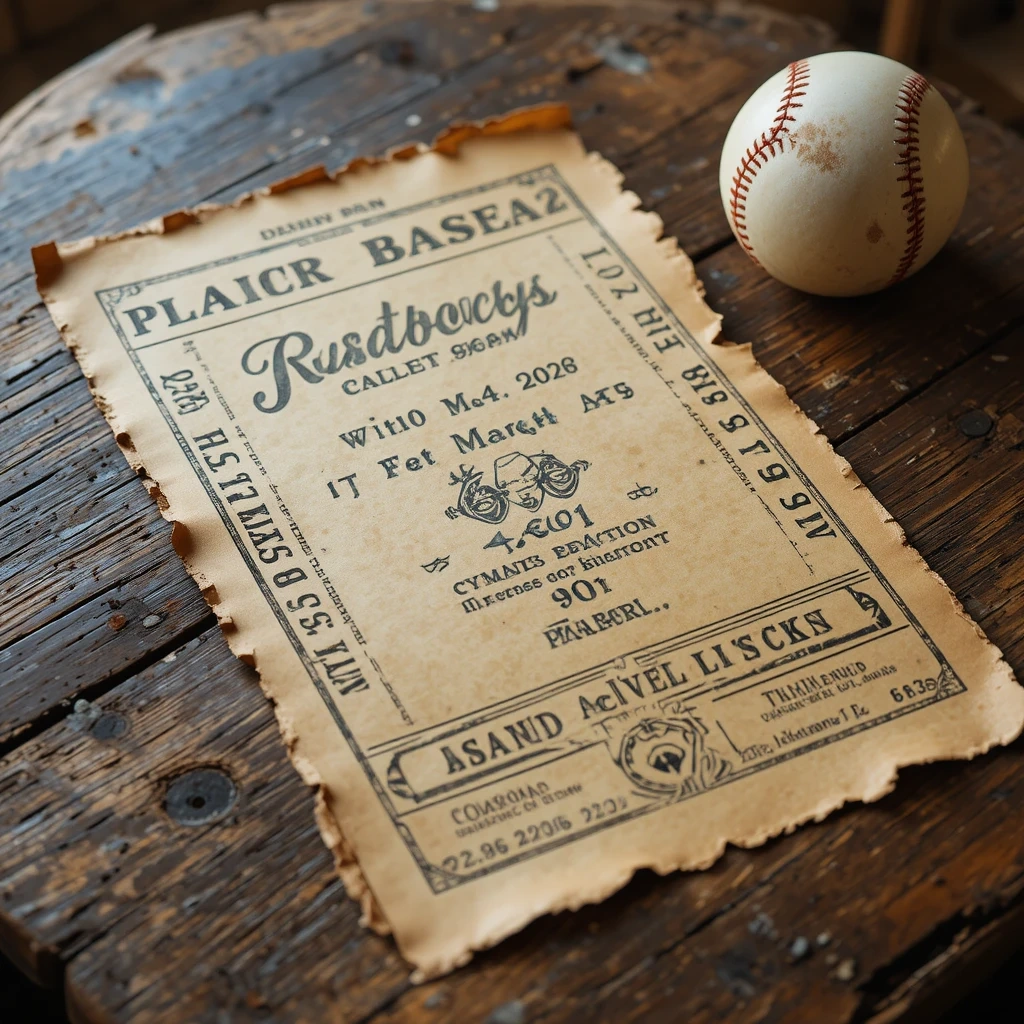 Vintage Baseball Ticket Stub Poster