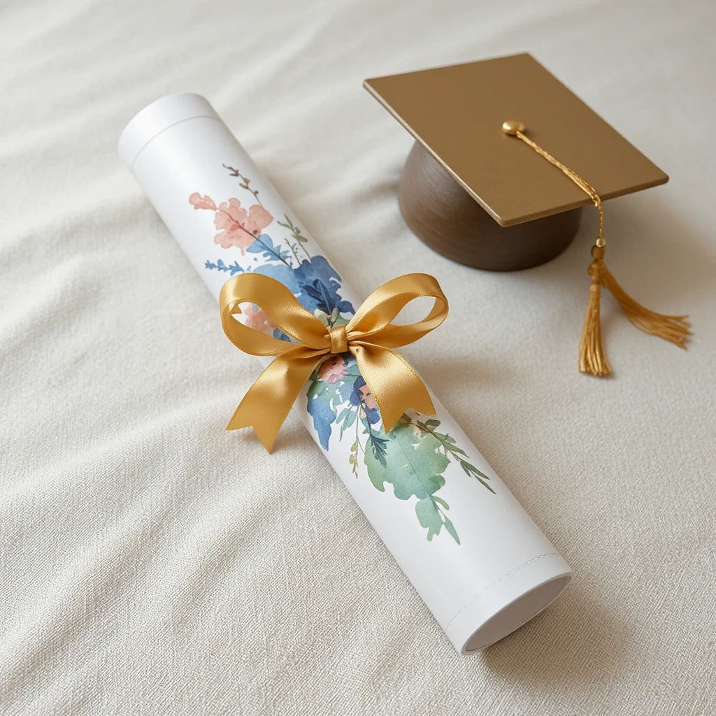 Watercolor Diploma Scroll Card