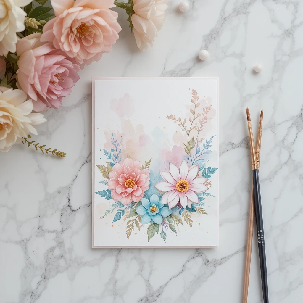 Watercolor Floral Wash Card