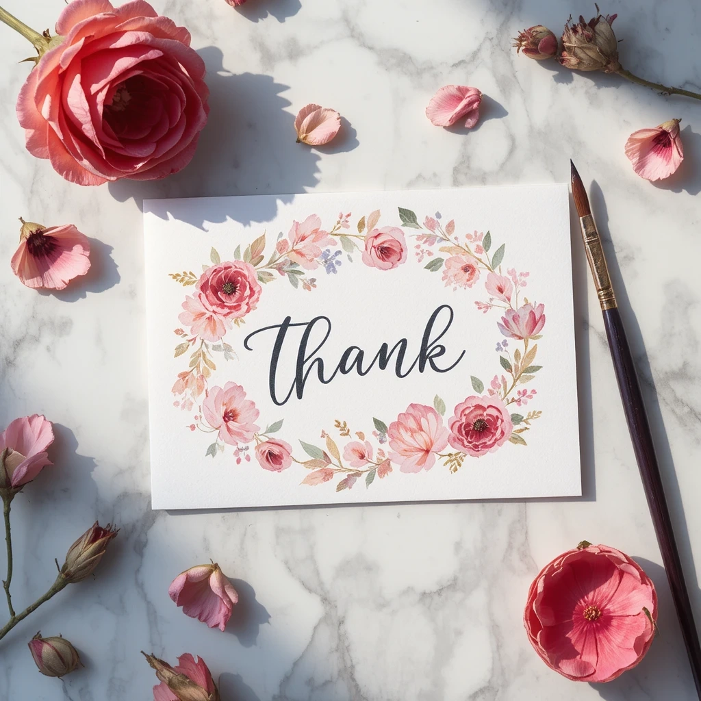 Watercolor Floral Wedding Thank You Cards