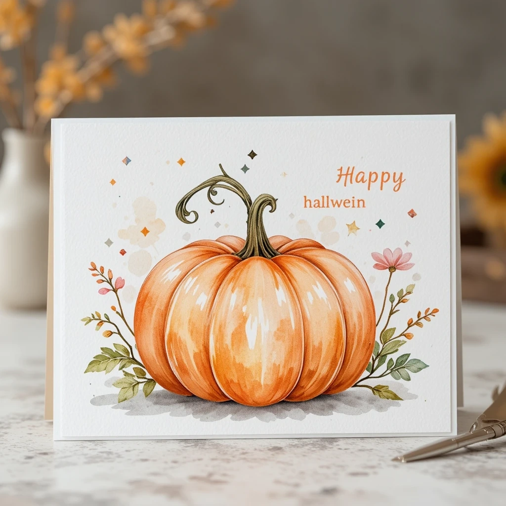 Watercolor Pumpkin Card