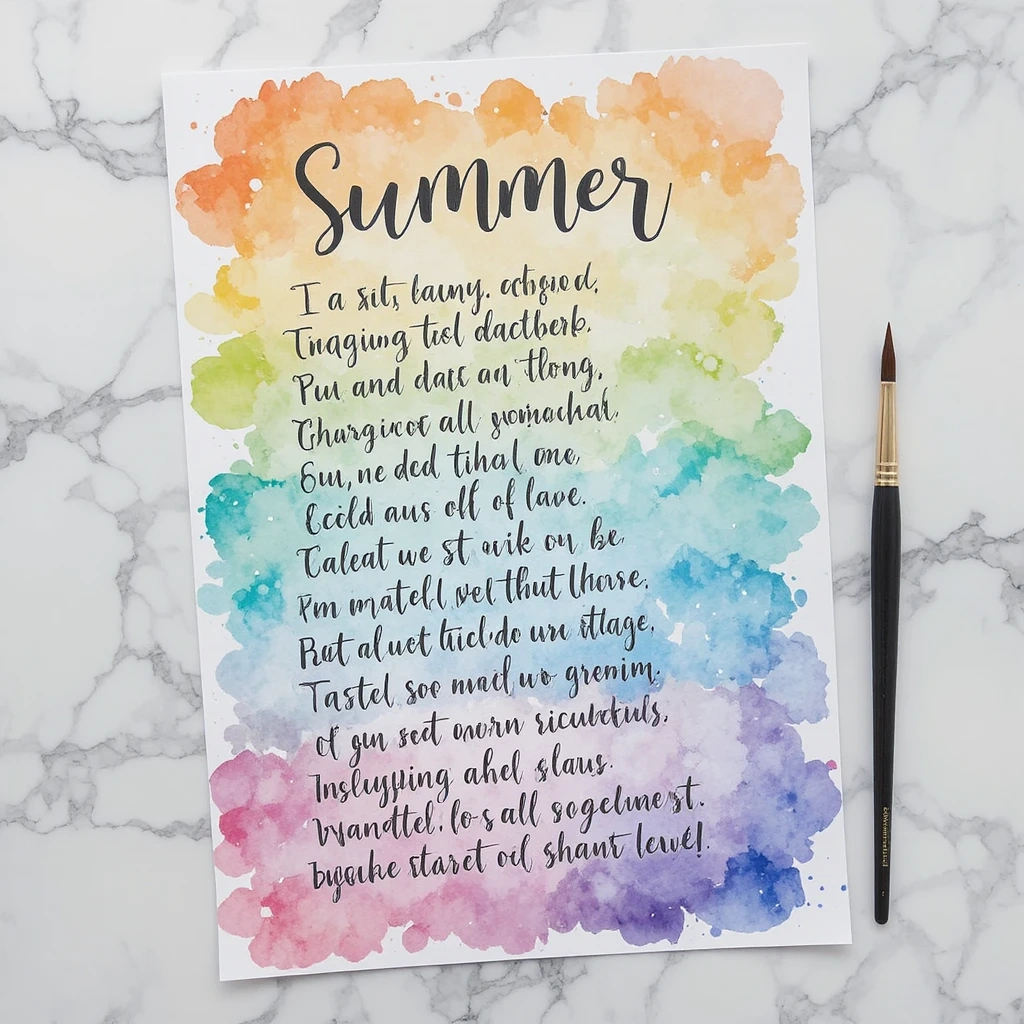 Watercolor Rainbow Summer Bucket List Poster
