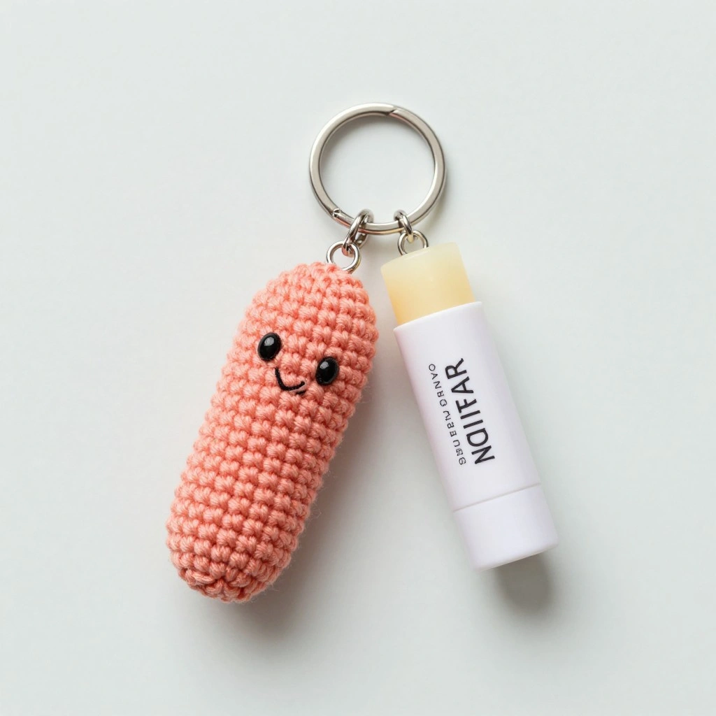 Crochet Lip Balm Holder Keychain