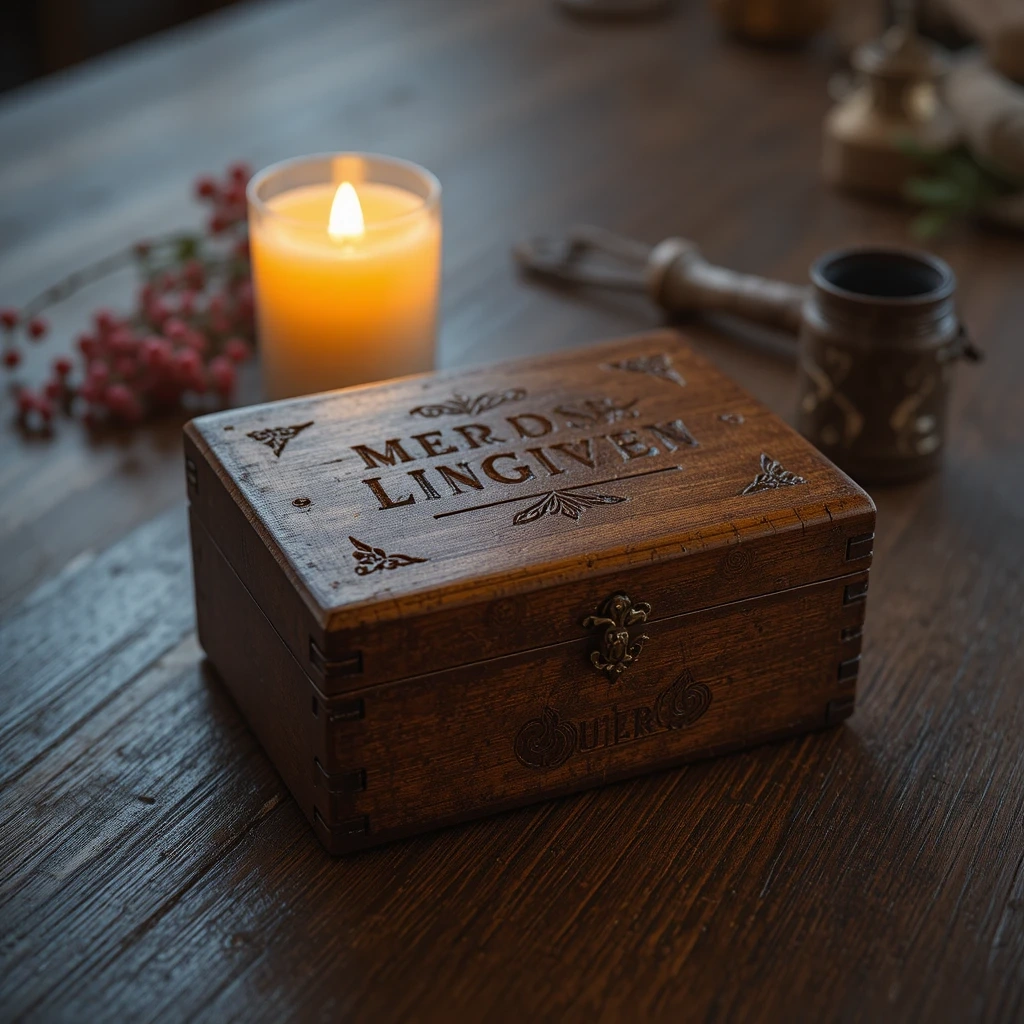 Engraved Wooden Pocket Watch Box