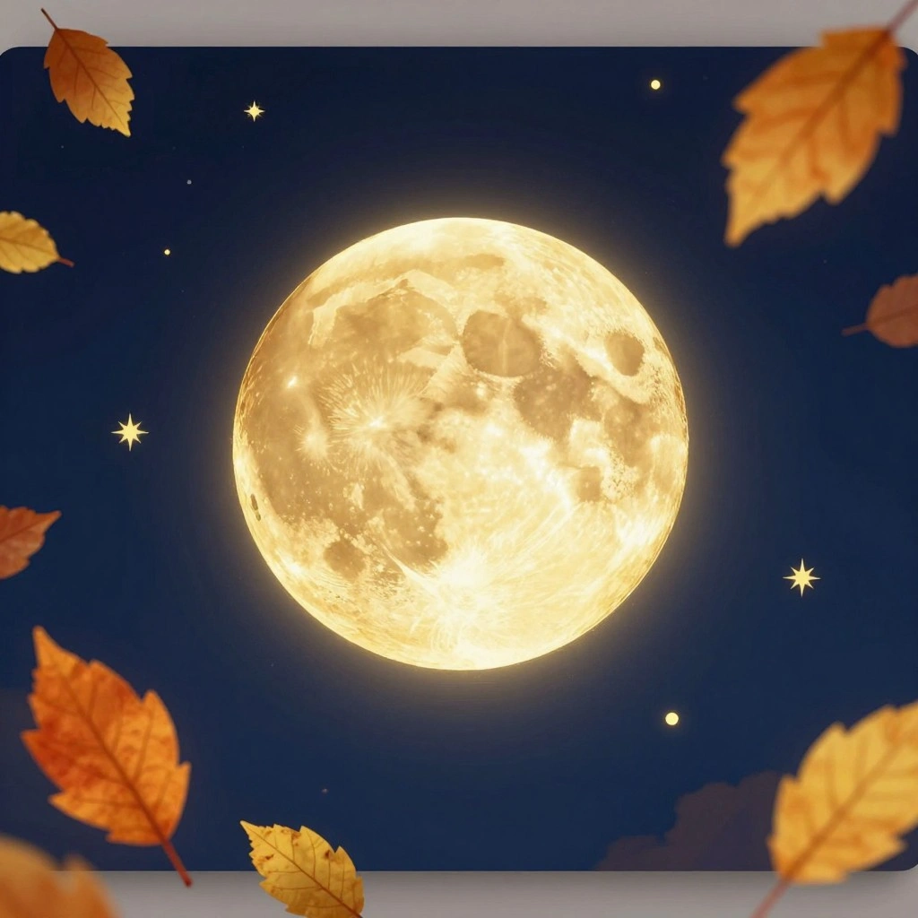Autumn Moon and Stars Poster
