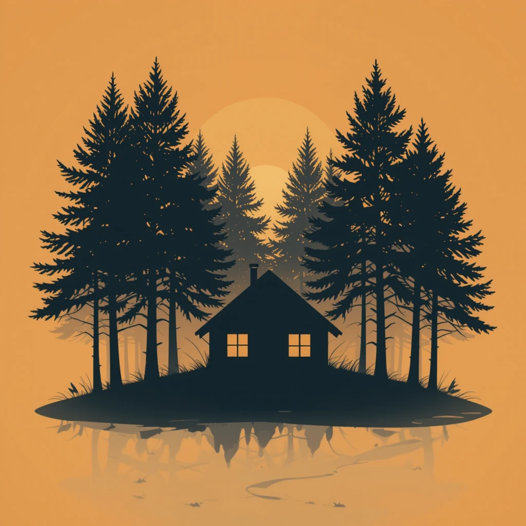 Cozy Cabin Silhouette Poster