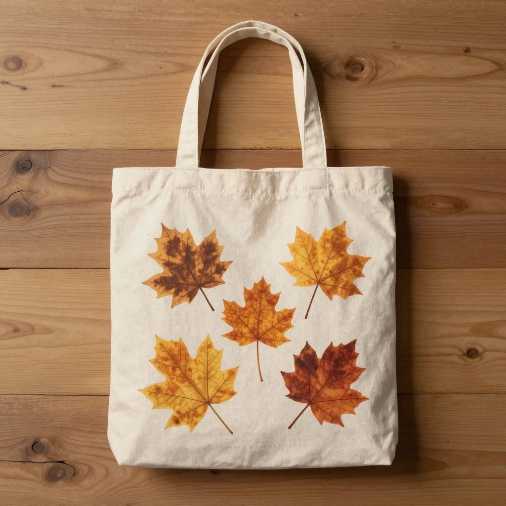 Hand-Stamped Leaf Tote Bags
