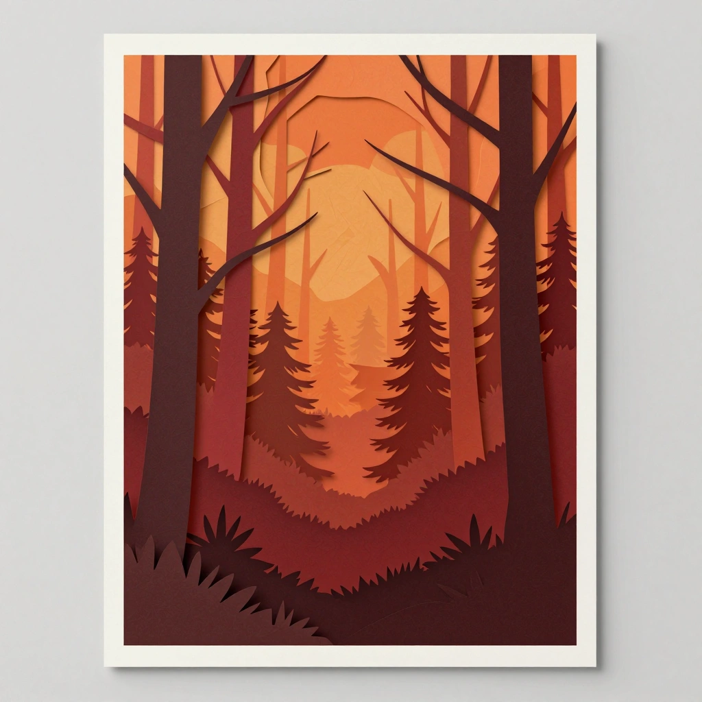 Layered Paper Forest Poster