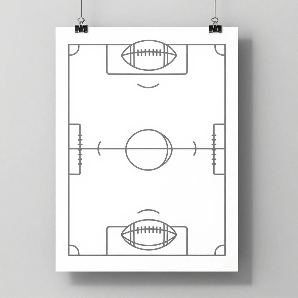 Minimalist Line-Art Football Poster