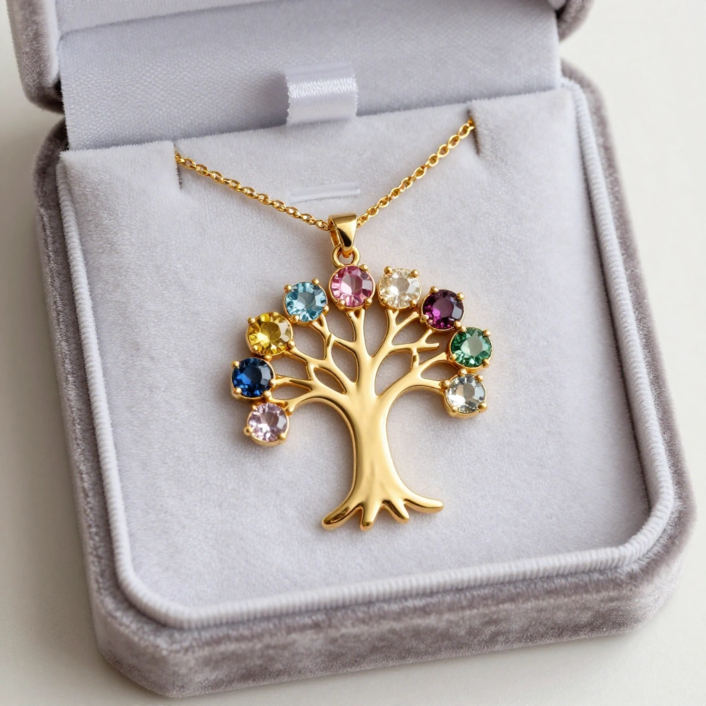 Custom Birthstone Family Tree Necklace