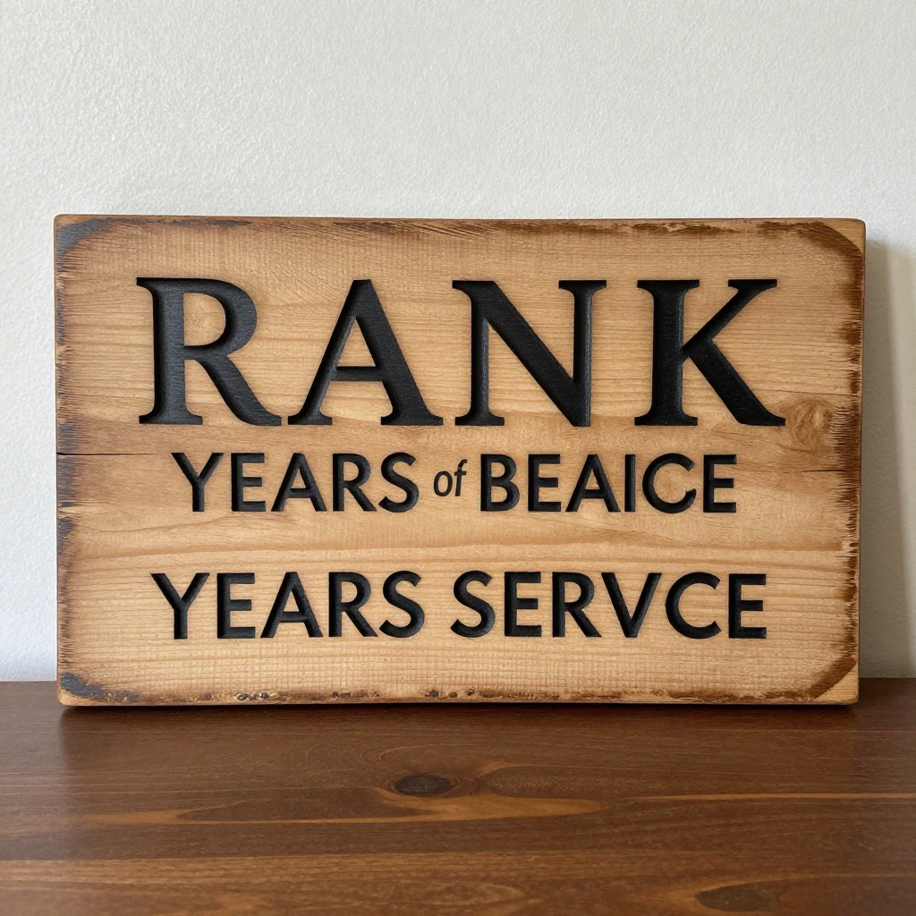 Custom Wood Sign With Rank and Years of Service
