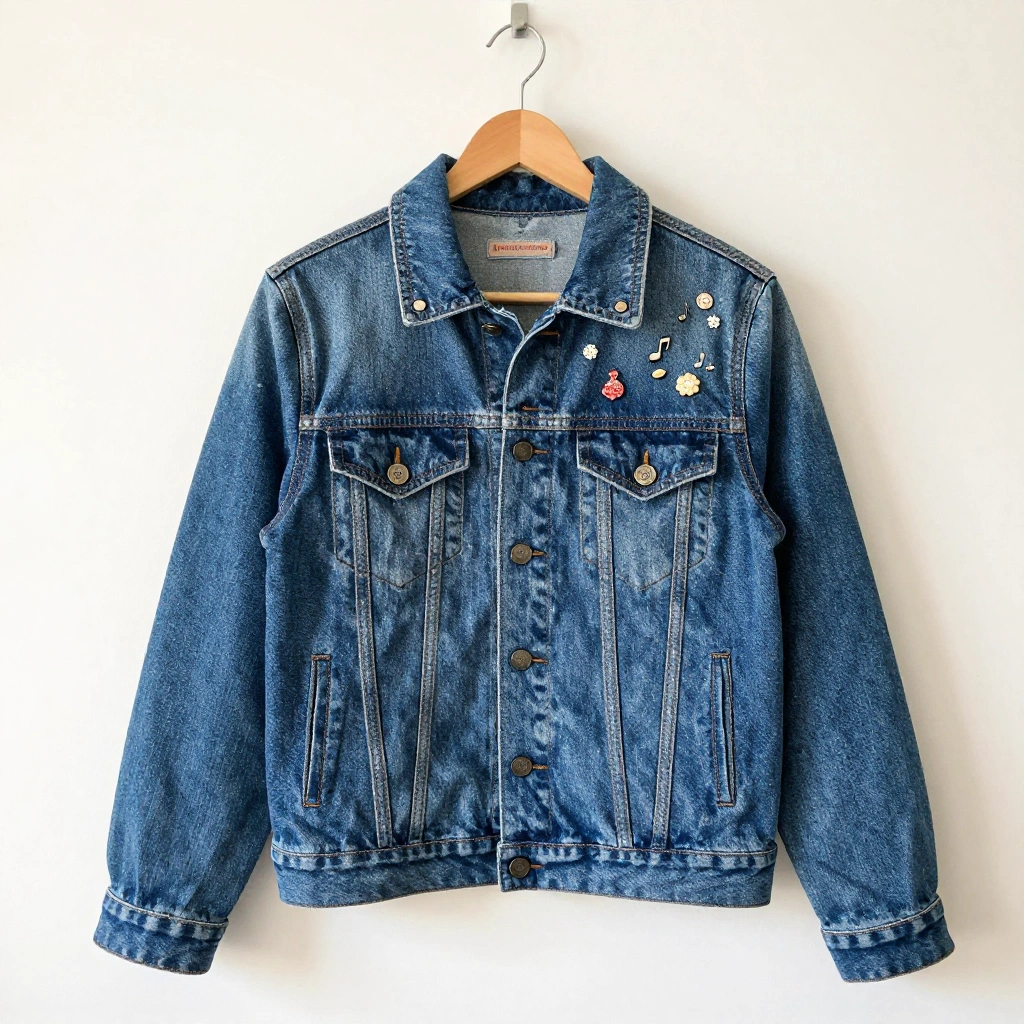 Denim Jacket With Pin Accents
