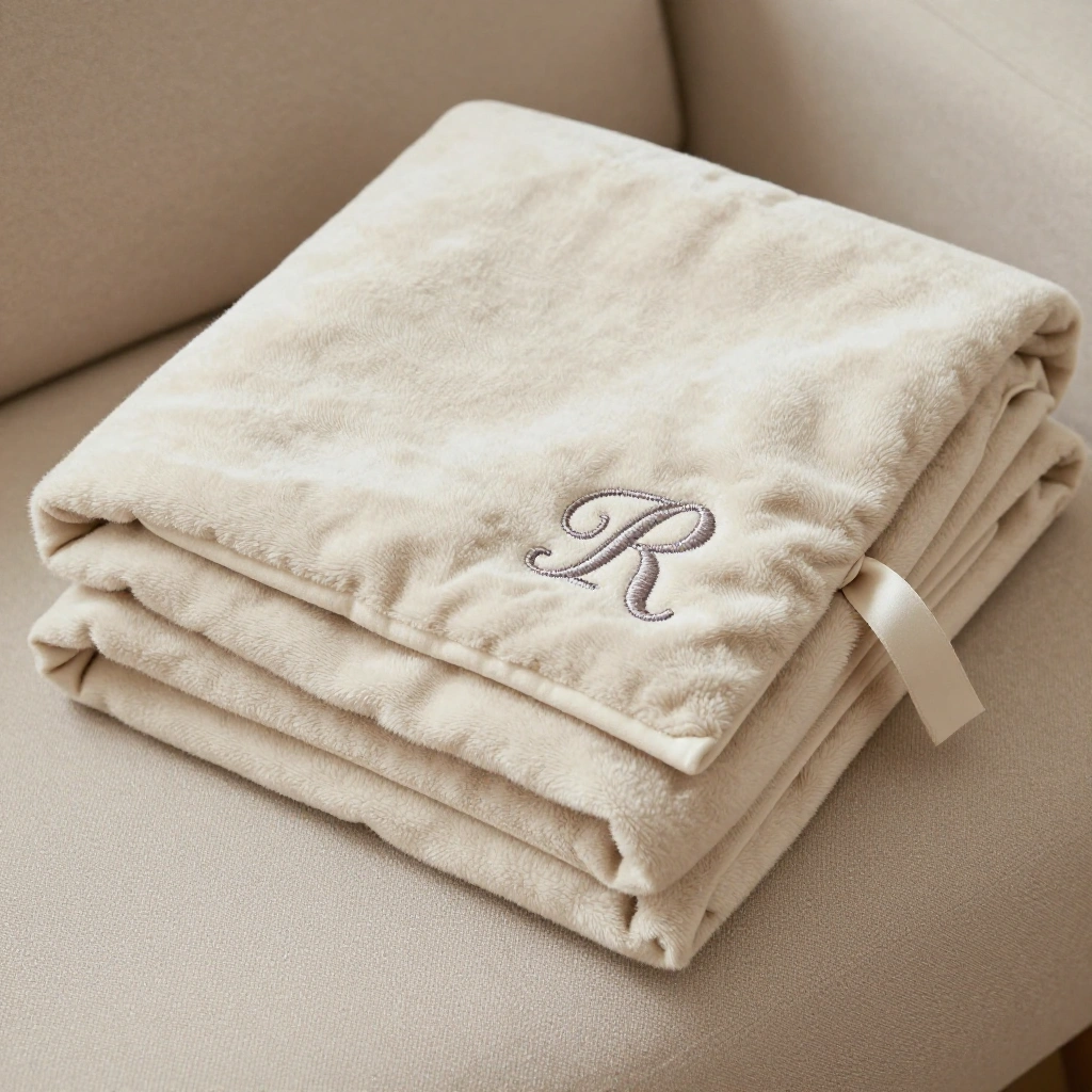 Embroidered Initial Throw Blanket