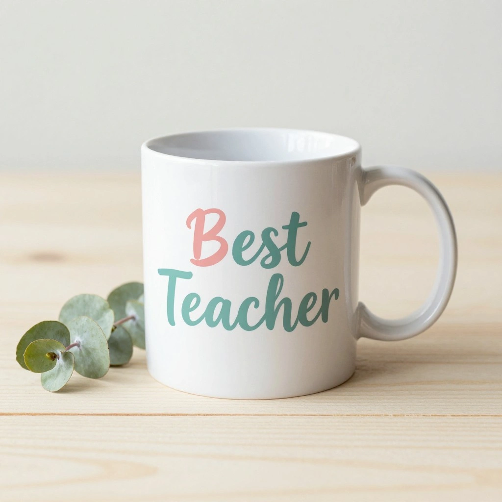 Hand-Stamped "Best Teacher" Mug
