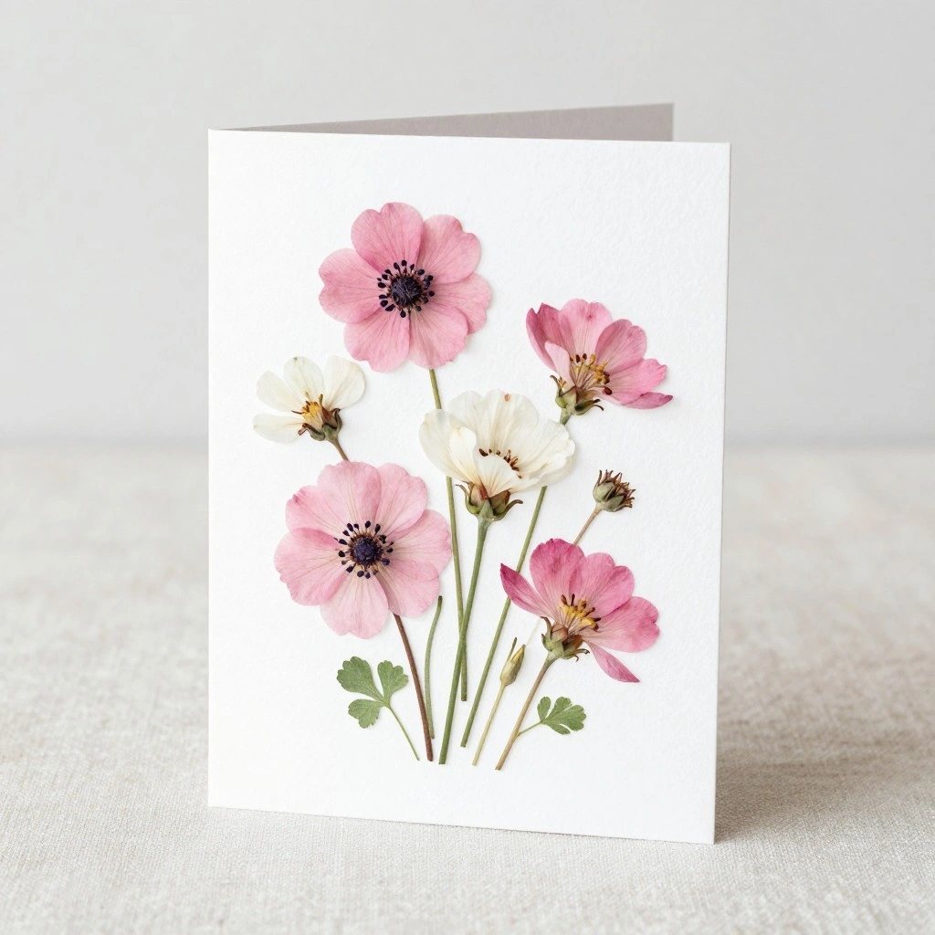 Watercolor Thank-You Card With Pressed Flowers